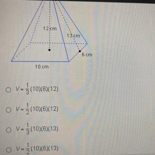 What equation should be used to find the volume of the figure?