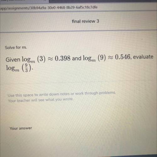 Solve for m given in this equation