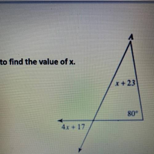 Use angle relationships to find the value of x.