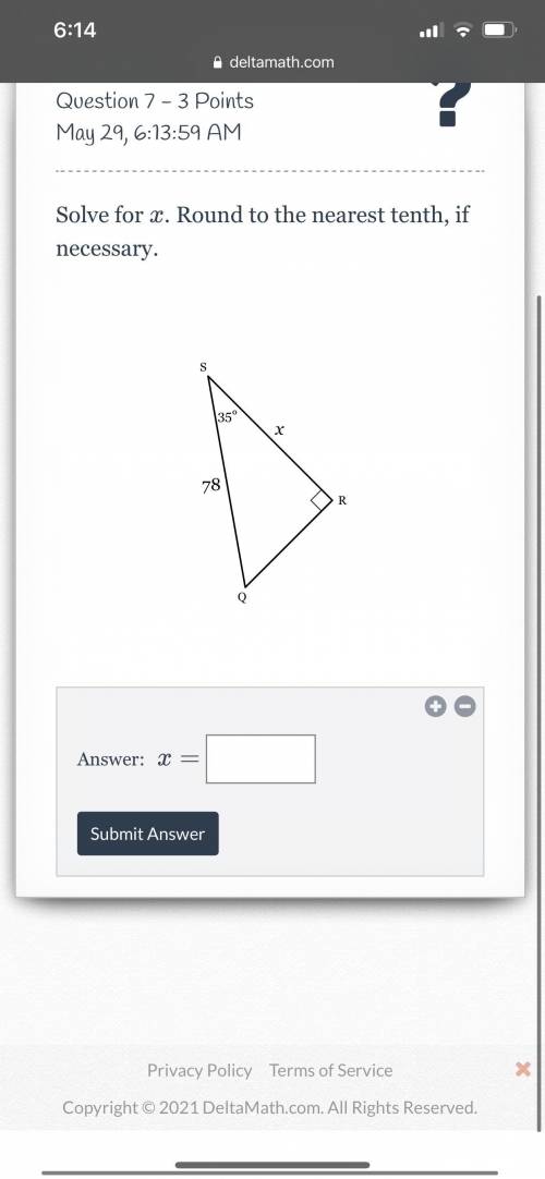 Solve for x. Round to the nearest tenth, if necessary.