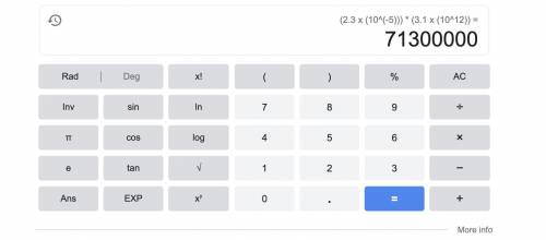 Multiply (2.3 x 10^-5) (3.1 x 10^12