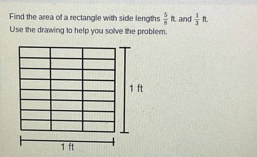 Find the area of a rectangle with side lengths ft and ift

Use the drawing to help you solve the p