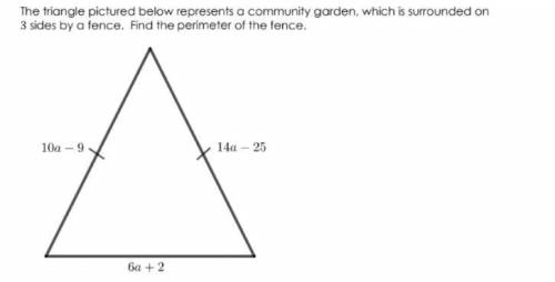 The triangle pictured below represents a community garden, which is surrounded on

 
3 sides by a f