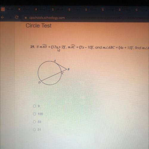 If mAD=(17x+2)°,mAC=(7x-10)°,and m