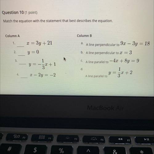 Match the equation with the statement that best describes the equation.

Column A
Column B
1.
a.
=