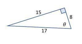 (PLEASE HELP! NO SPAM!) On the following triangle, sin⁡〖θ=15/17〗. What is cosθ?