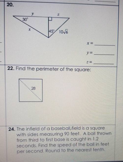 Plllls help me with these three I will make brainlesst pls no links

unit 8: right triangle and tr