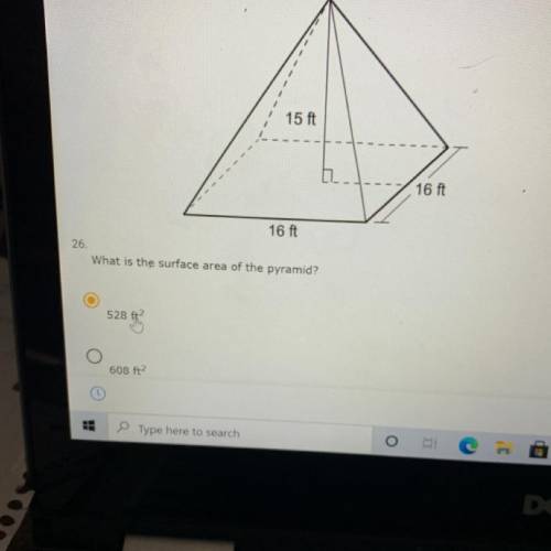 PLEASE HELP! What is the surface area of the pyramid? (16) (16) (15)