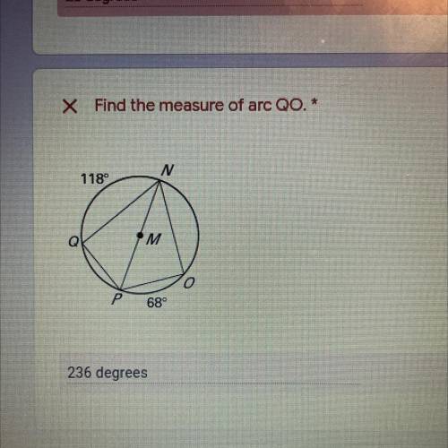 Need the answer for this and the answer is not 236 degrees