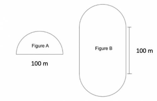 The running tracks of two different playgrounds are shown below. Figure A is a semicircle with a di