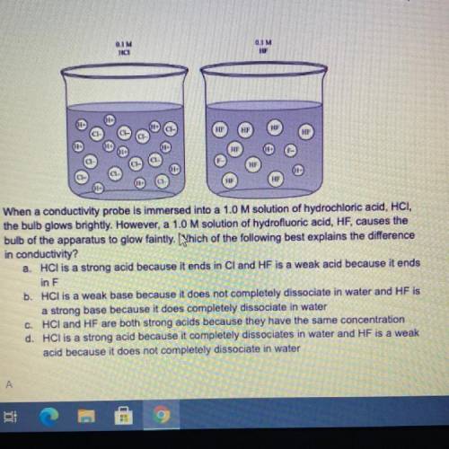 When a conductivity probe is immersed i to a 1.0 M solution…