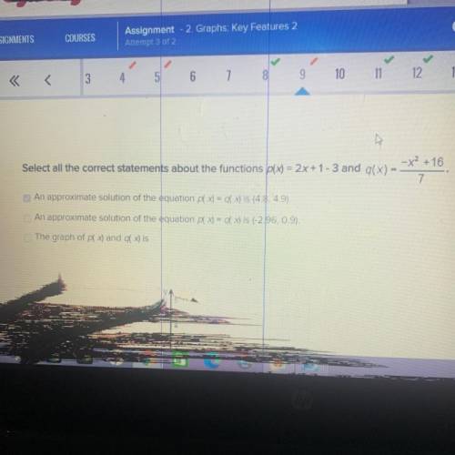 PLS HELP ME ANSWER.

Select all the correct statements about the functions p(x) = 2x+ 1 - 3 and q(