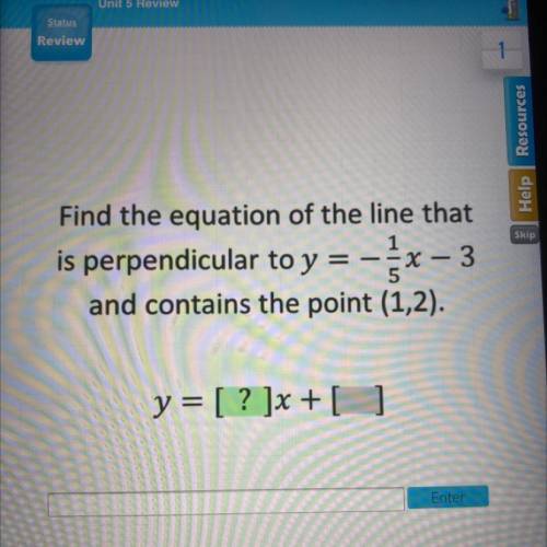 Find the equation of the line that

is perpendicular to y = -x - 3
and contains the point (1,2).
y