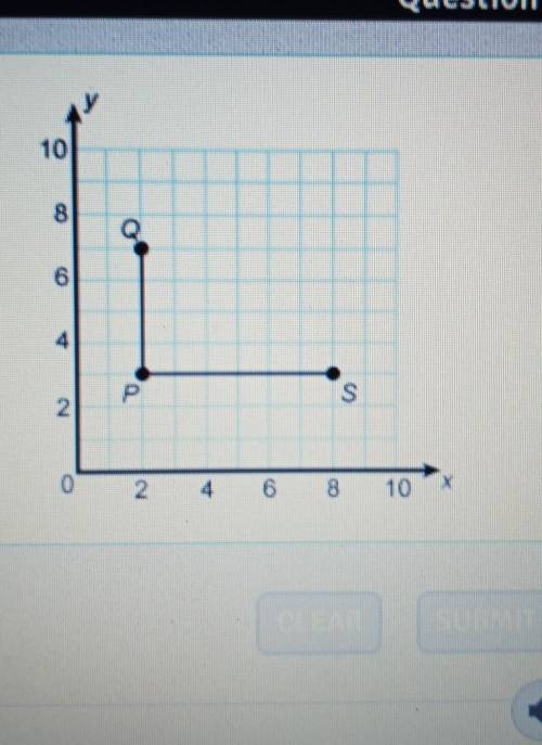 Two sides of a rectangle are shown. The other two sides of the rectangle are formed by connecting p