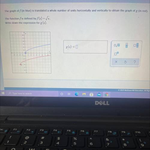 The graph of fblue) translated a whole number of units horizontally and vertically to obtain the gr