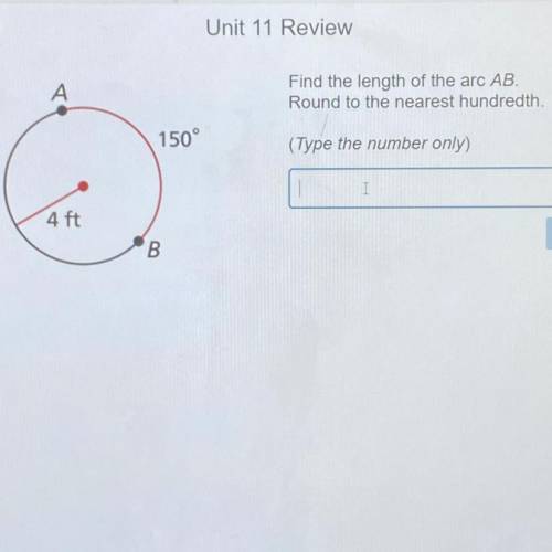 Find the length of the arc AB.
Round to the nearest hundredth.