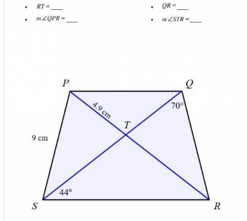 Quadrilateral PQRS below is an isosceles trapezoid. Diagonals PR and QS intersect at point T and QS