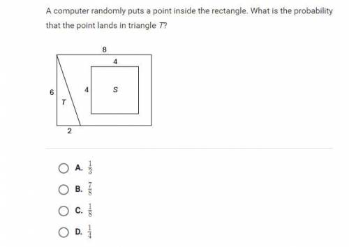 a computer randomly puts a point inside the rectangle. what is the probability that the point lands
