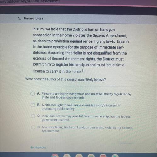 In sum, we hold that the District's ban on handgun

possession in the home violates the Second Ame