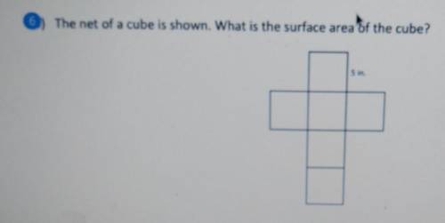 The net of a cube is shown. What is the surface area of the cube?. Need help asap ill mark brainles