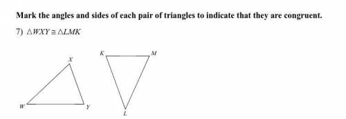 Mark the angles and sides of each pair of triangles to indicate that they are congruent.