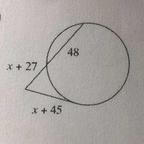 Solve for x. Assume that lines which appear tangent are tangent. Please help
