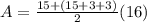 A=\frac{15+(15+3+3)}{2} (16)