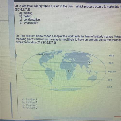 29. The diagram below shows a map of the world with the lines of latitude marked. Which of the

fo