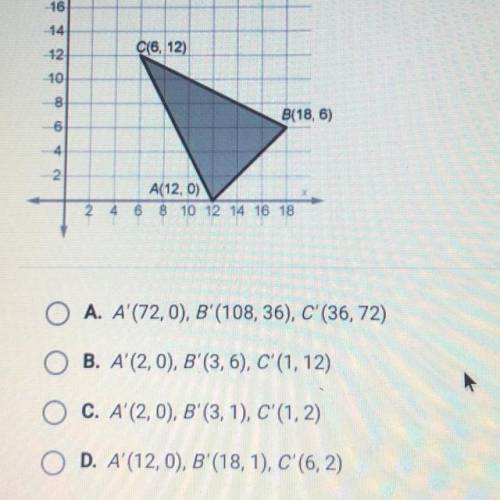 What are the vertices of A'B'C' if ABC is dilated by a scale factor of 1/6?