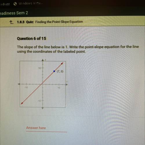 The slope of the line below is 1. Write the point-slope equation for the line

using the coordinat