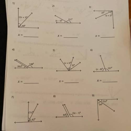 (easy math questions please help) find the value of x