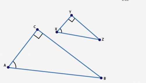 PLEASE HELP ASAP!!!

Triangle XYZ was dilated by a scale factor of 2 to create triangle ACB and si