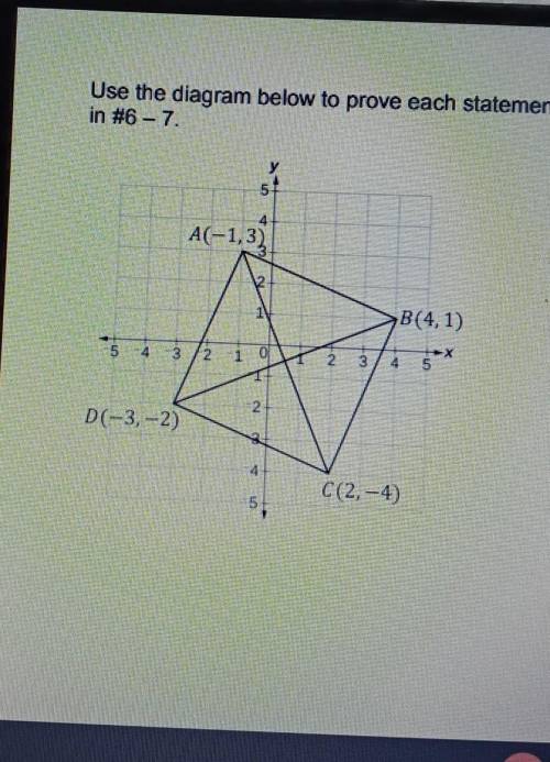 6. AC I BD Use the diagram below to prove each statement in #6 - 7. AC-1,3) I >B(4,1) 2 i 1 1 3