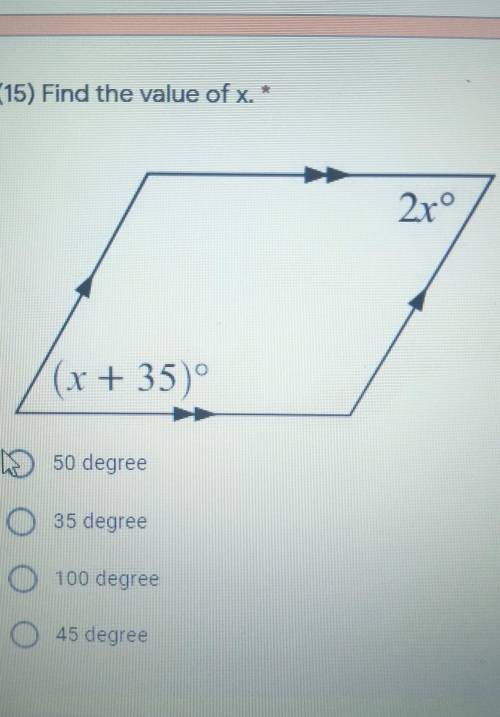 (15) Find the value of x. *​