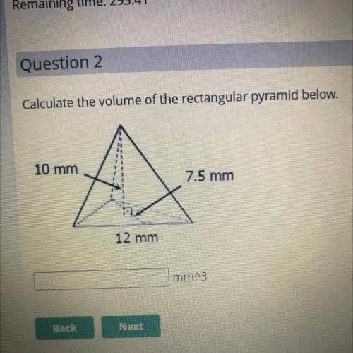 Calculate the volume of the rectangular pyramid below