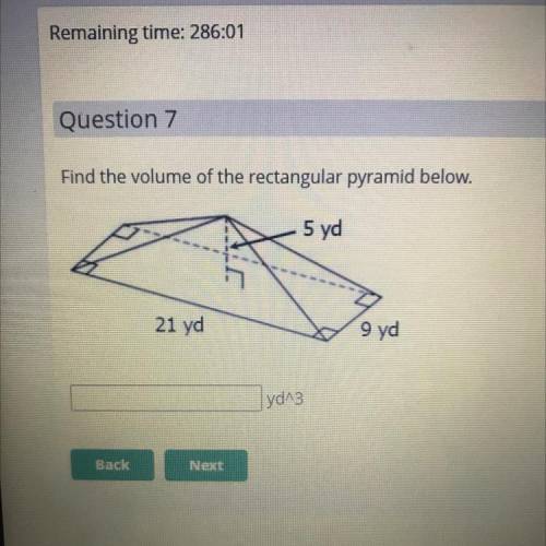 Find the volume of the rectangular pyramid below.