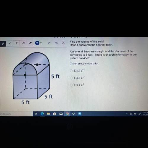 NEED HELP ASAP
find the volume of the solid