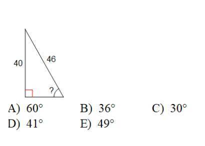Q. Find missing angle
a.60
b.36
c.30
d.41
e.49