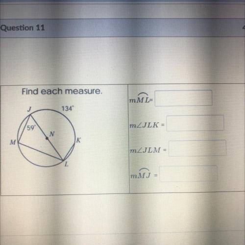 Find each measure. 
ML=
JLK=
JLM=
MJ=