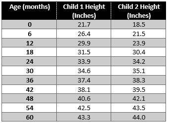 The heights of two different children were recorded in the chart.

What type of visual display cou