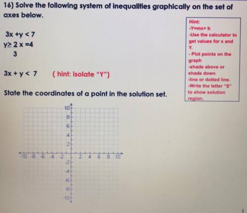 Solve the following system of inequality graphically on the set of axes below