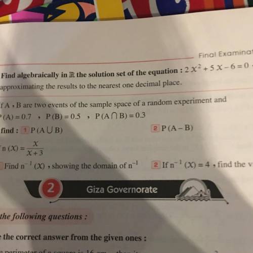 I need help fast with the first question in the page which is the find algebraically in R