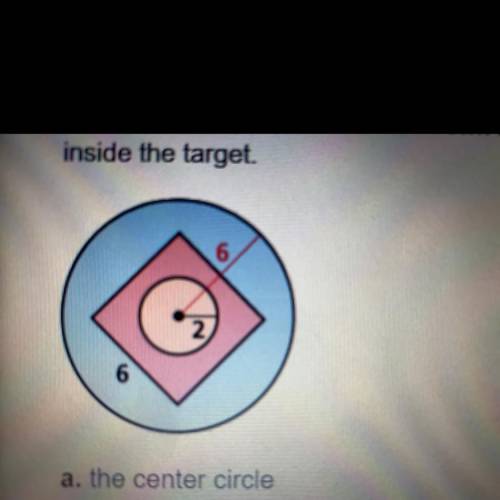 Find the probability that a dart thrown at the circular target shown will hit the given region. Ass