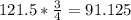 121.5*\frac{3}{4}=91.125