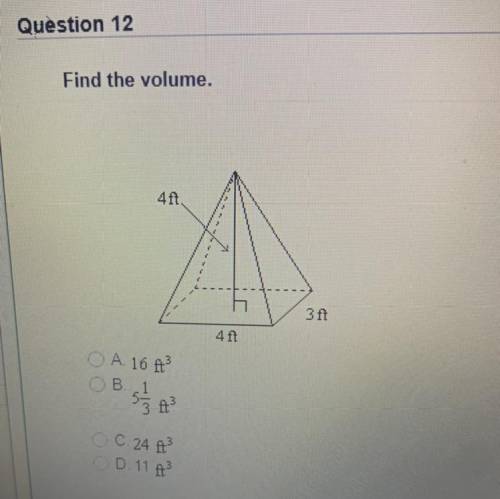 Question 12
Find the volume.