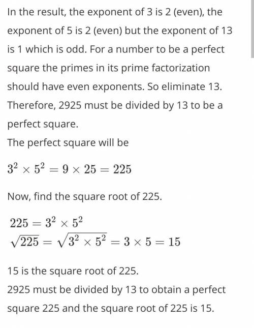 Find the smallest number by which 2925 should be divided to be a perfect square​