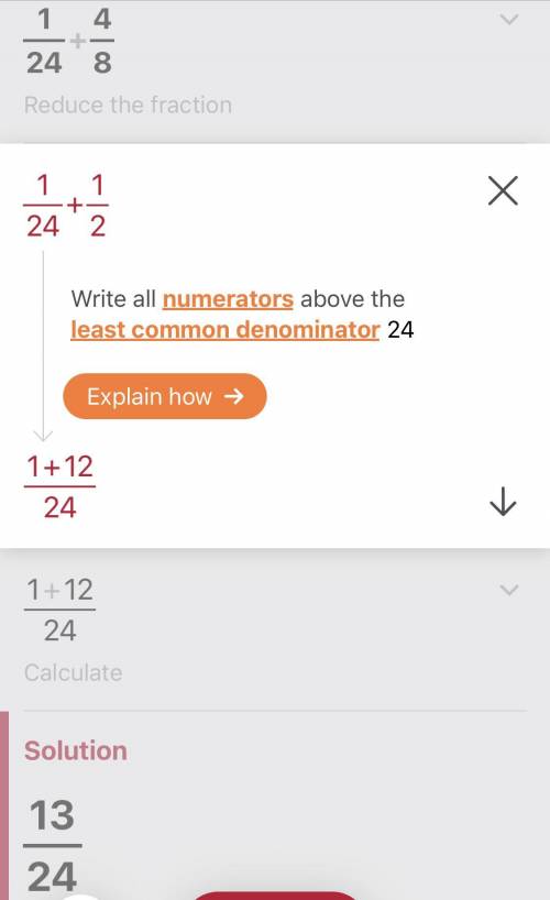 What's 1/24 + 4/8 simplified? ​