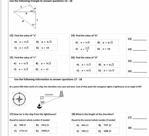 Find the values #13-16.
And solve word problem
NEED HELP ASAP