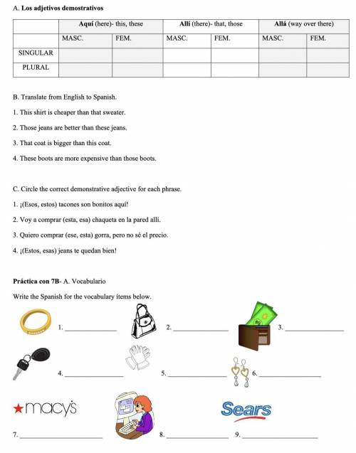 Can anyone help me with this Spanish sheet?