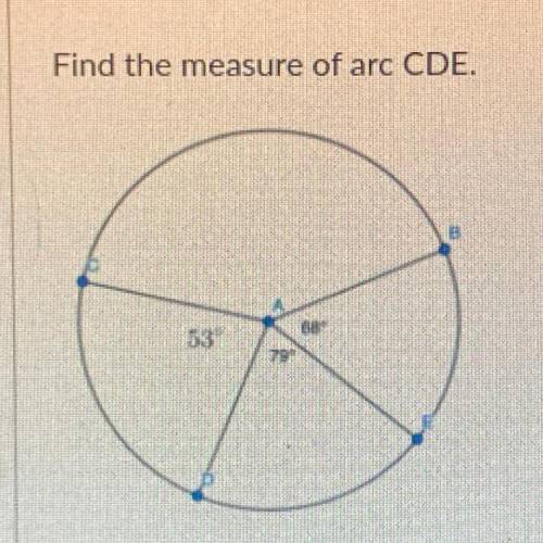 Find the measure of arc CDE